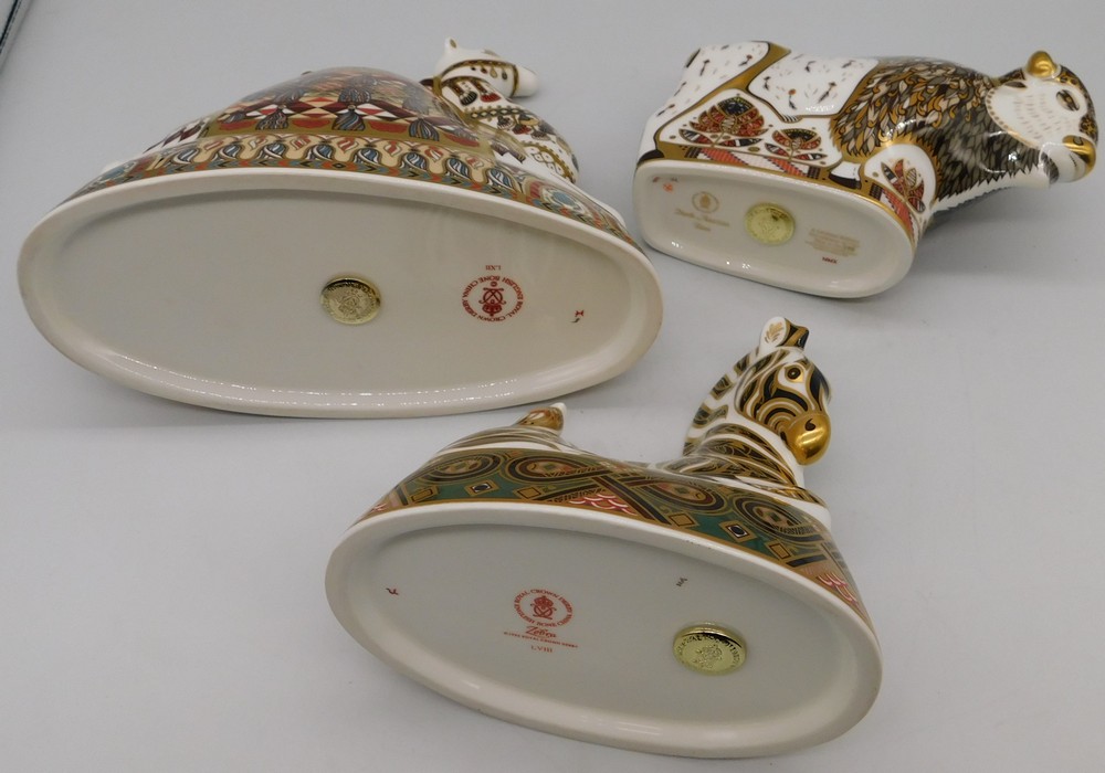 Three boxed Royal Crown Derby large gold stopper paperweights: Zebra, Camel and Bison. (3) - Image 3 of 3