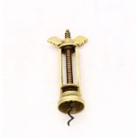 Unusual brass early 20th Century corkscrew with ring pull.