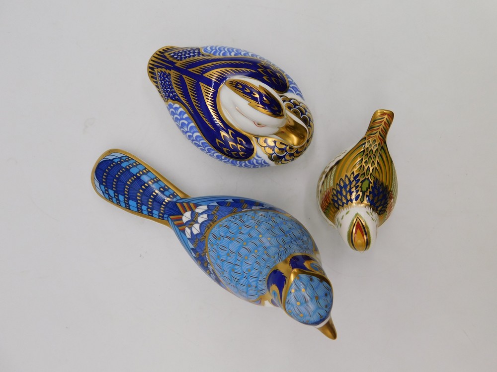 Royal Crown Derby paperweights - three boxed to include: a Blue Jay; Firecrest (Collectors Guild), - Image 2 of 3