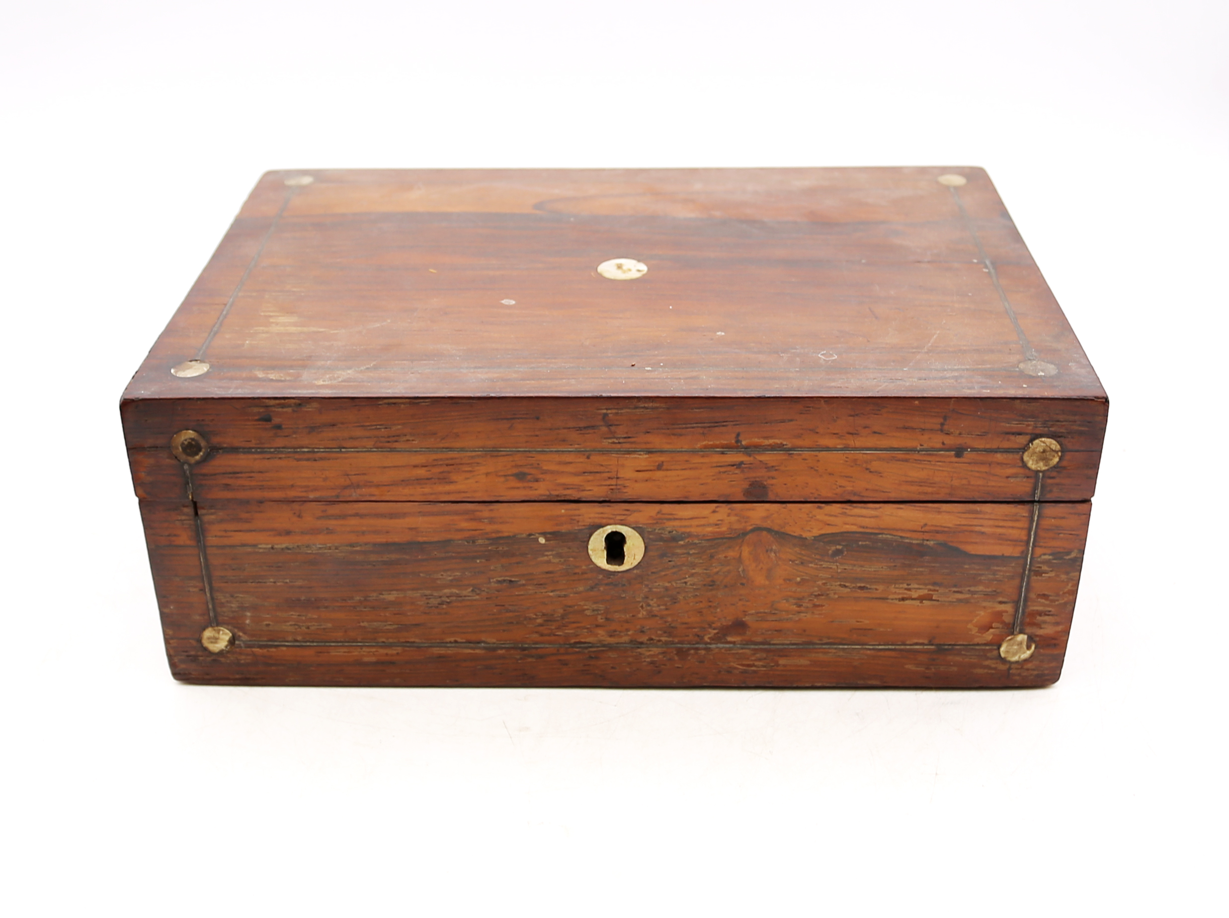 Three mahogany 19th Century trinket boxes. - Bild 2 aus 8