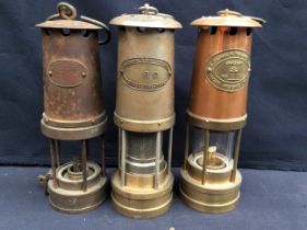 Thomas & Williams Ltd miners lamps and post office lamp along with Patterson lamps Ltd G.P.O lamp.