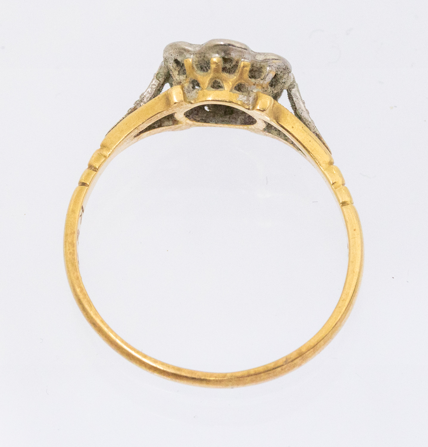 A diamond and 18ct gold cluster ring, flower cluster grain set with small diamonds, width approx - Image 2 of 2