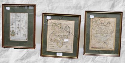 A collection of framed 18th Century maps of Huntington.