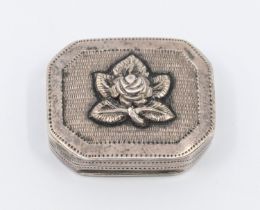A George III silver vinaigrette, chased decoration and relief floral design to cover, original grill