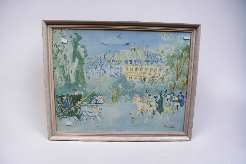 A 19th Century English school watercolour of sheep by a river in gilt frame along with a French - Image 2 of 2