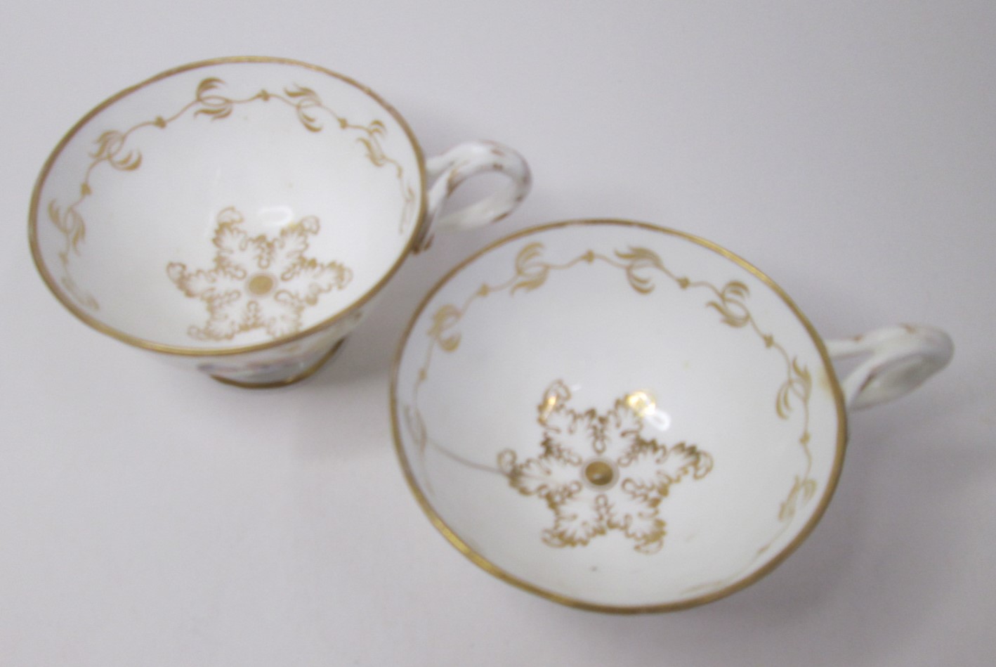 Two teacups hand painted with exotic birds in flight,  pattern 3/608 by John Randall attributed to - Image 2 of 4