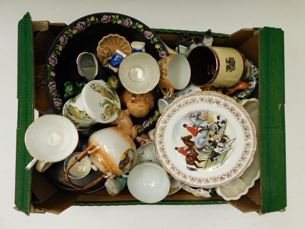 A mixed collection of 20th Century china and ceramics including figures, wall plaques, tea wares and