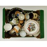 A mixed collection of 20th Century china and ceramics including figures, wall plaques, tea wares and