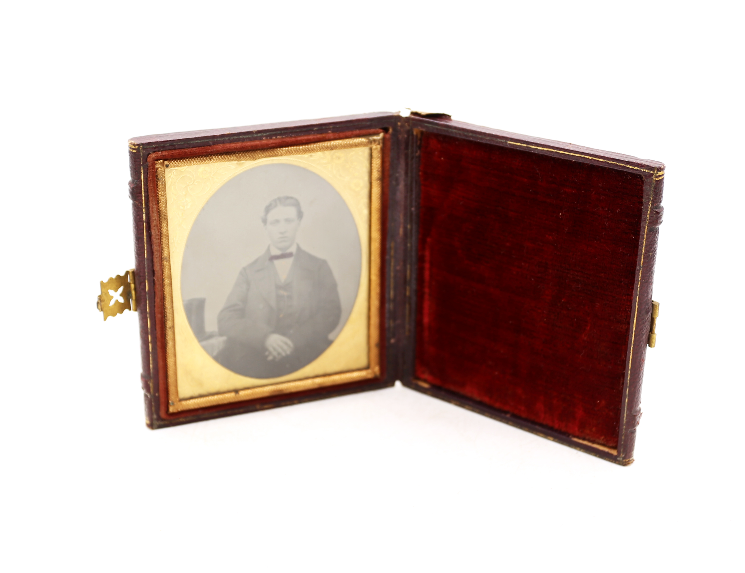 Three early 20th Century photo frames, one with military interest along with travel photo frame with - Image 2 of 2