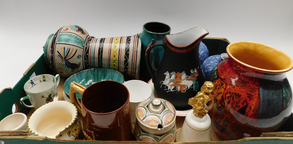 A collection of mixed ceramics to include; a stylish Poole Pottery lava red glazed baluster vase, - Image 2 of 2
