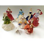 A collection of 7 Royal Doulton figures to include Top of the Hill , HN4778 with Certificate ,