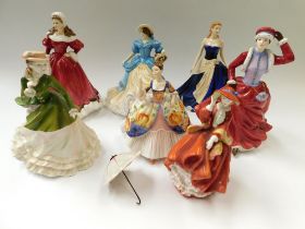 A collection of 7 Royal Doulton figures to include Top of the Hill , HN4778 with Certificate ,