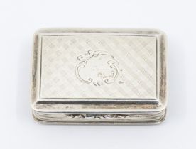 An early Victorian silver vinaigrette, the entire with tartan style engraved decoration, the cover