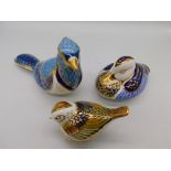 Royal Crown Derby paperweights - three boxed to include: a Blue Jay; Firecrest (Collectors Guild),