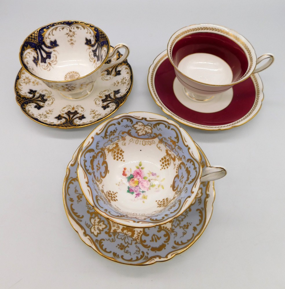 2 Shelley Cups & Saucers c1930's , together with another Shelley cup & saucer c1920 , usual