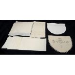 A collection of table linen to include runner, 7 placemats and 8 napkins (1930-35) natural