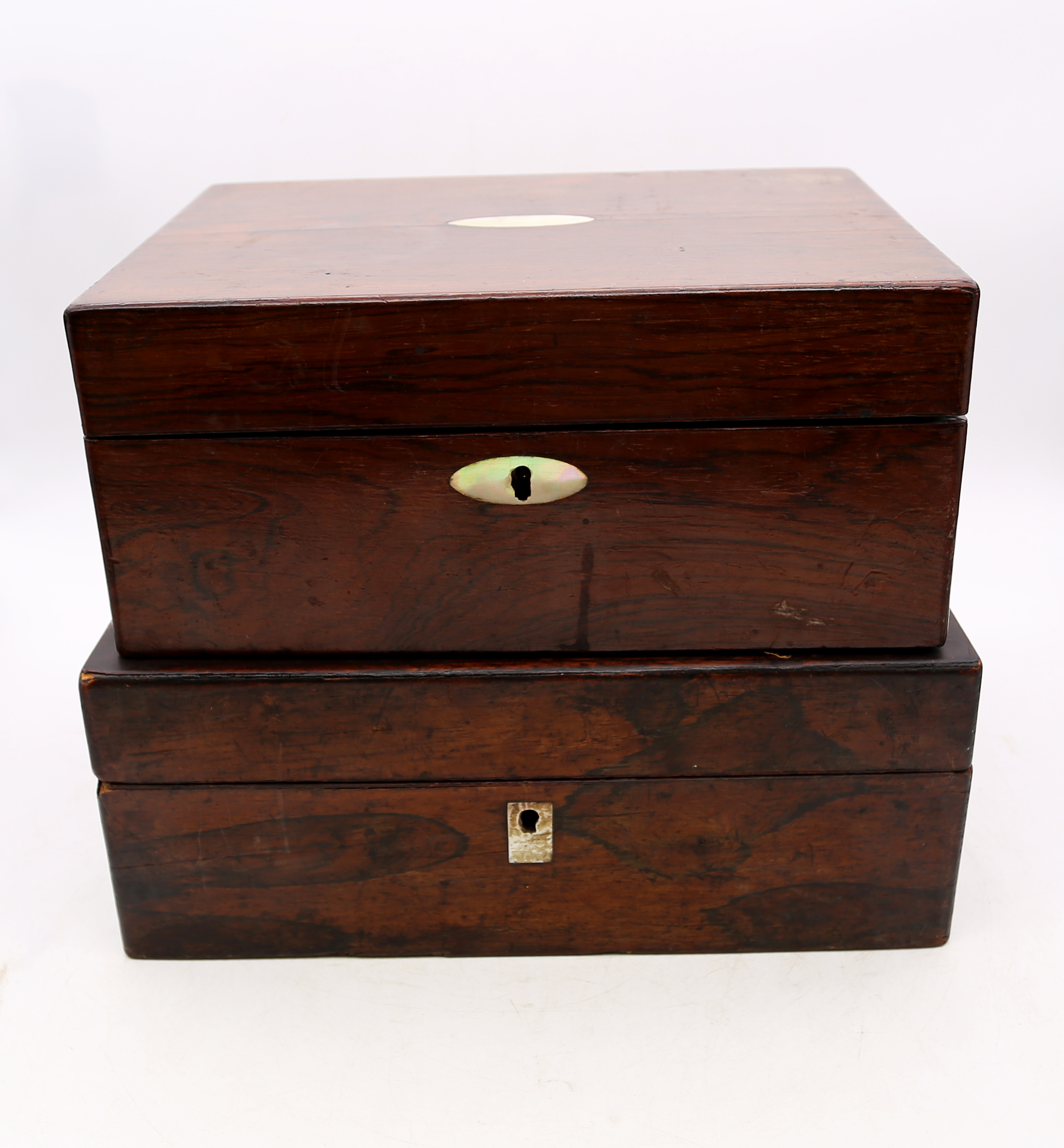 Two 19th Century mahogany trinket boxes.