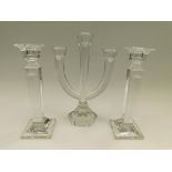 A pair of Rosenthal "Versace" range stylish 20th century candlesticks, each with frosted moulded