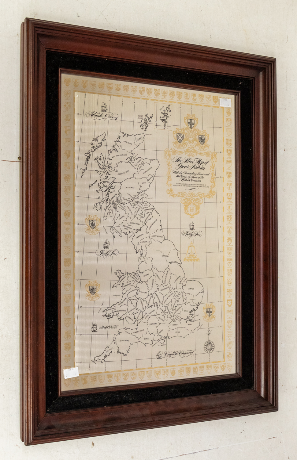 A Modern framed limited edition "The Silver Map of Great Britain", also etched with the Boundary
