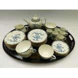 An early 20th Century Royal Worcester blue and white part tea/coffee service on an early to mid 20th