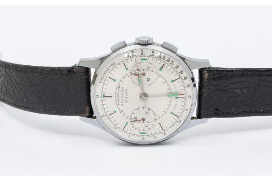 A Sekonda Stainless Steel poljot Strela cosmonaut's chronograph Wristwatch, signed Sekonda, circa - Image 1 of 3