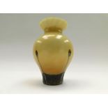 A modern unsigned Caithness glass vase, yellow ground with Nouveau style design, approx. 15.5cm high