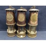 Three Eccles of Manchester miners lamps, type SL.