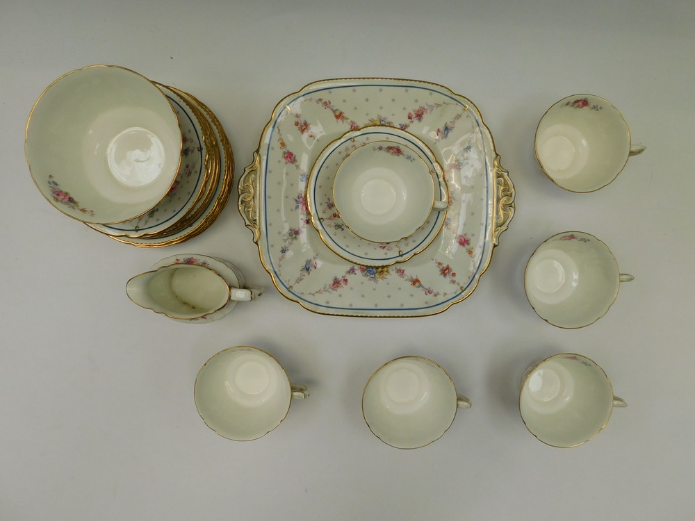 A Royal Crown Derby six piece tea set with cream and sugar bowl. crack to cream jug - Image 3 of 4