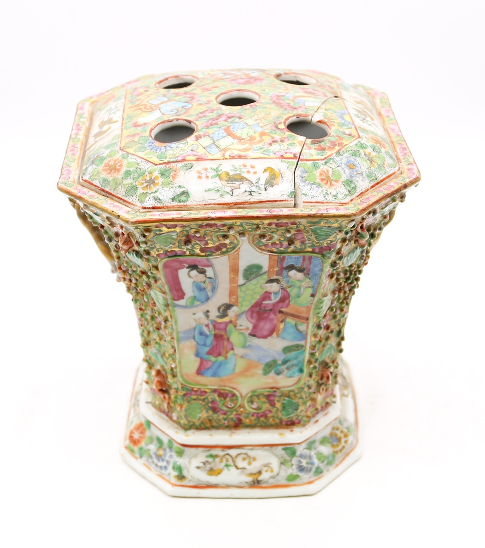 A late 19th century Chinese urn and cover, famille verte with figural and floral design. Unmarked,