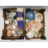 A mixed collection of early to late 20th century china cups and saucers, plates, vases, Royal