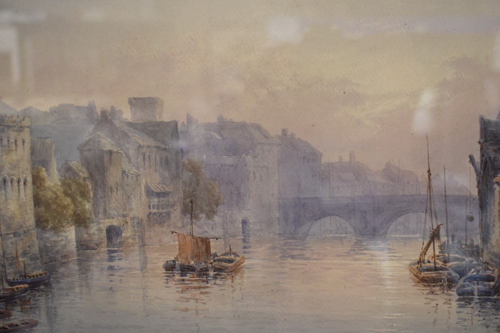 Thomas Dudley (British 1857-1935) water colour of the river Aire at York, 30 x 45cm, signed and - Image 2 of 3