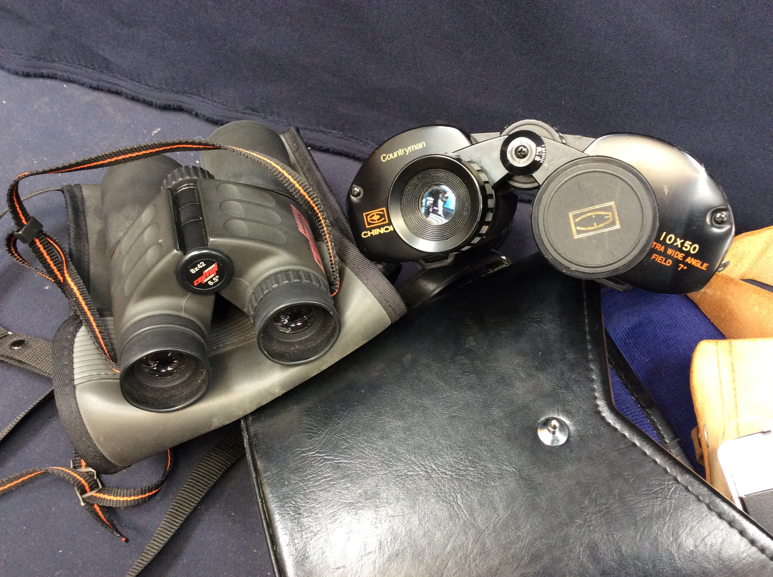 Two pairs of binoculars, vintage camera and a collection of vintage pin badges. - Image 2 of 3