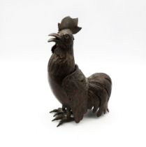 A Chinese bronze Cockerel censor, Qing Dynasty (18th/19th Century) naturalistically detailed, 21cm