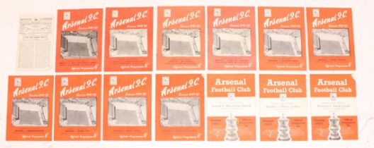 Arsenal: A collection of fourteen Arsenal football programmes to include: v. Wolverhampton