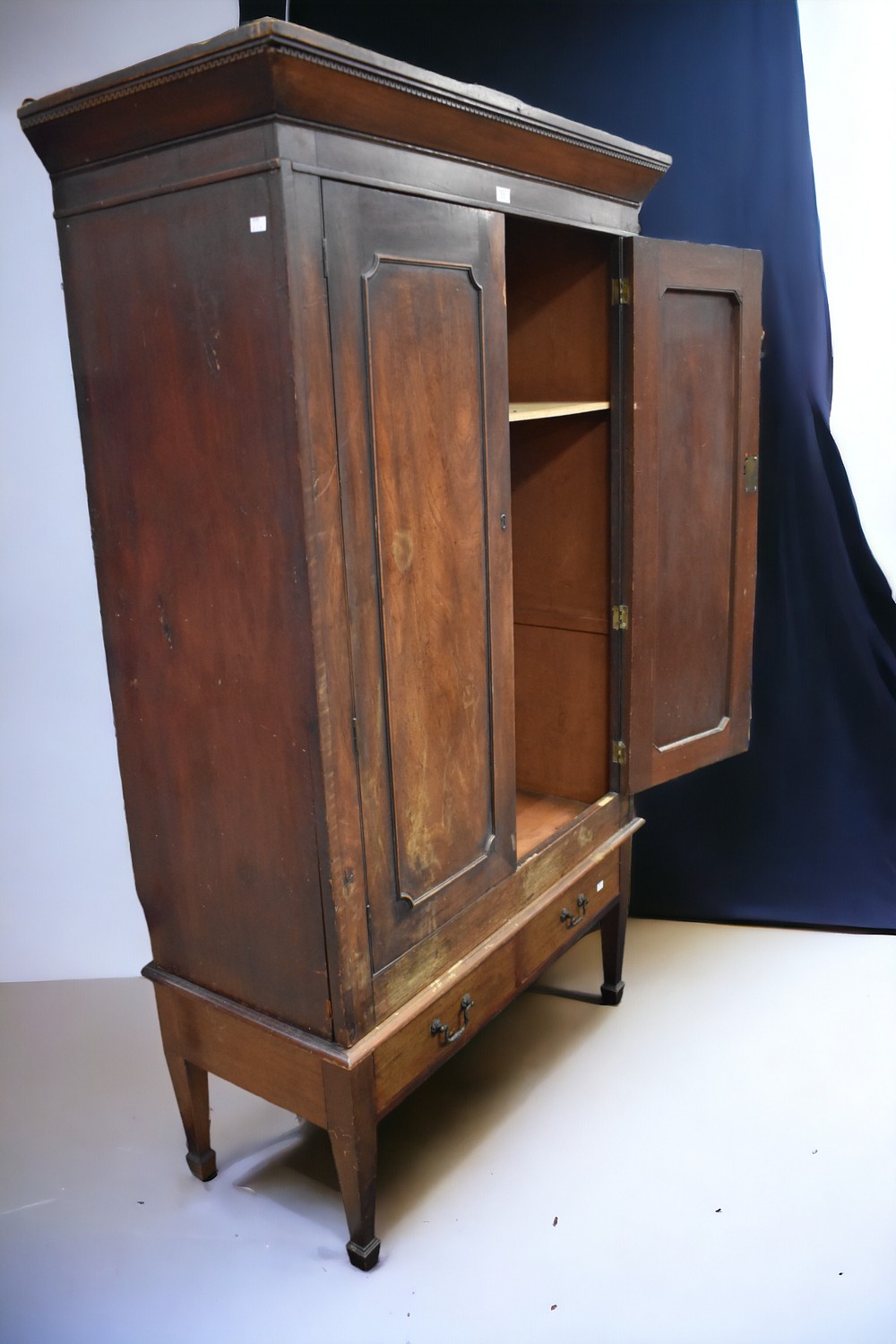 A George III mahogany hall cupboard on stand, two front opening doors to reveal shelf and storage - Image 3 of 3