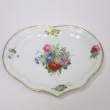 A Derby porcelain heart shaped dish decorated with floral sprays. Circa; 1800 Diameter; 25cm