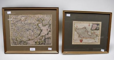 Two 18th Century maps in frames, one of China and one of Berkshire.