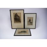 Three early 20th Century artist signed etchings to include Old Bailey, Royal Exchange, Camden and
