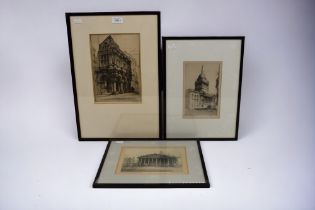 Three early 20th Century artist signed etchings to include Old Bailey, Royal Exchange, Camden and