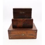 Three mahogany 19th Century trinket boxes.