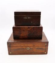 Three mahogany 19th Century trinket boxes.