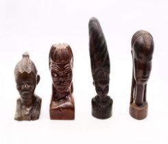 Four hardwood central African carved busts.