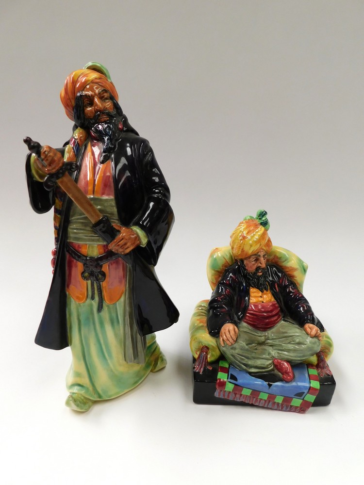 Royal Doulton, two figures: Blue Beard HN2105 together with 'Abdullah' HN2104 , Abdullah good