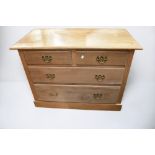 A late 19th Century pine chest of three drawers along with an antique pine corner cupbaord.