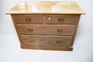 A late 19th Century pine chest of three drawers along with an antique pine corner cupbaord.