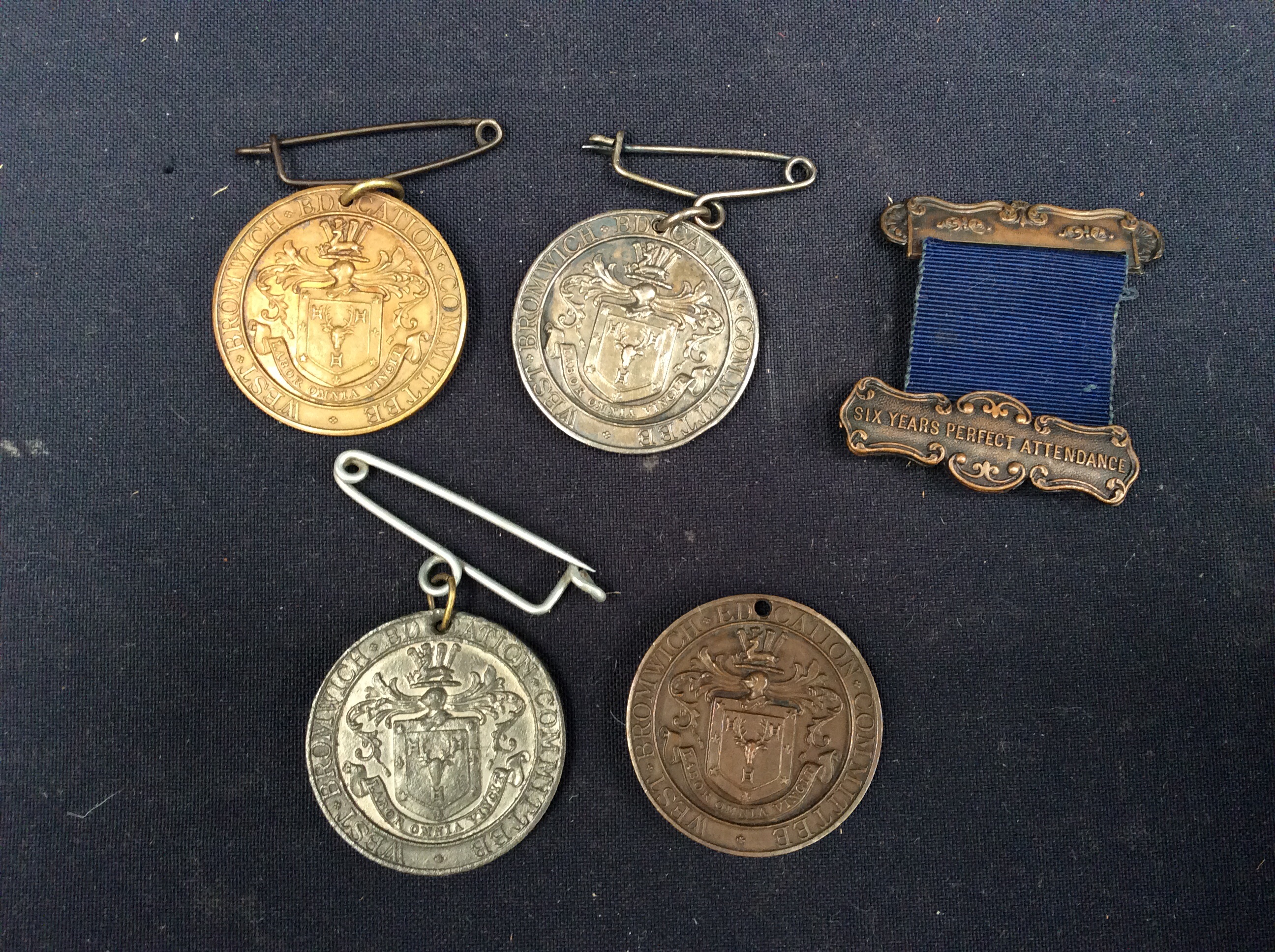 A small collection of four metal West Bromwich Education Committee medals, all awarded to E. - Image 2 of 2