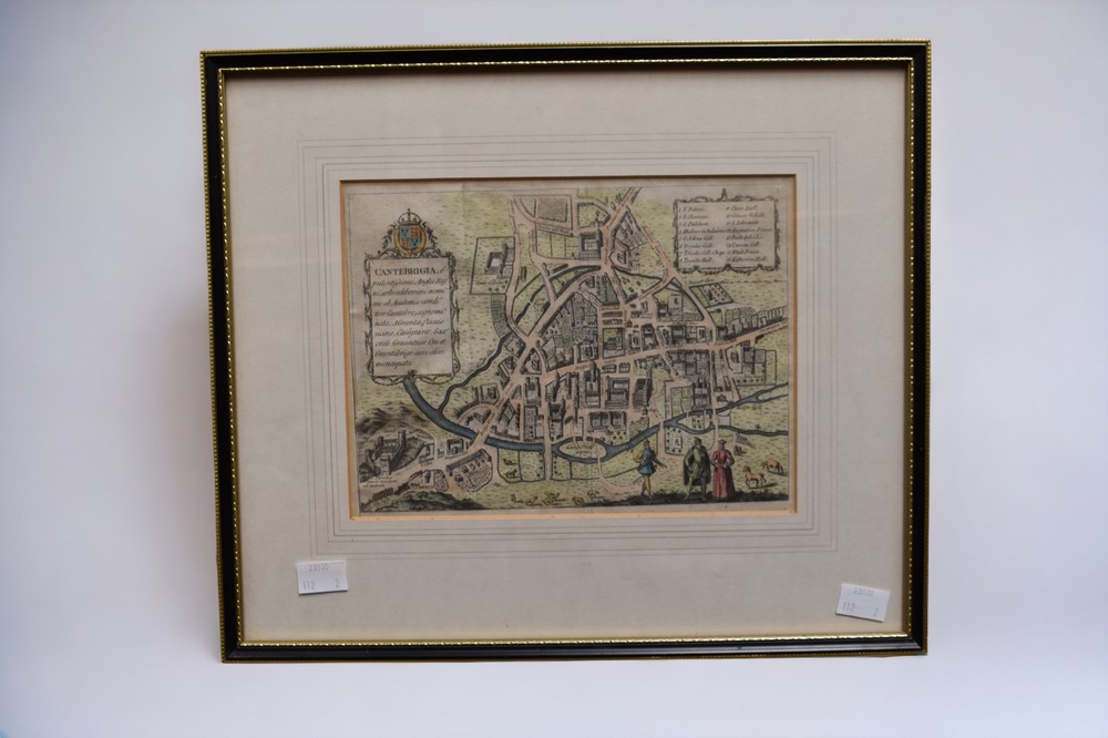 A 17th Century framed map of Huntingdon along with a 18th Century framed map of Canterbury. - Image 3 of 3