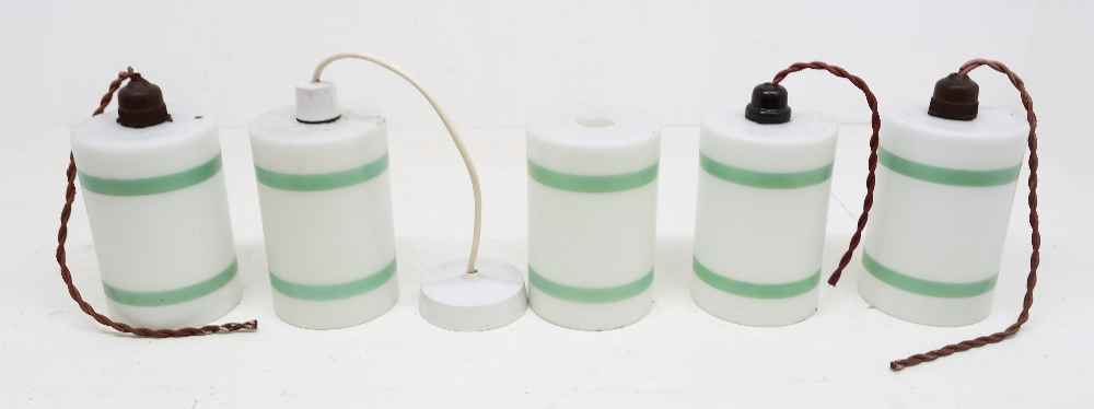 A collection of 20th century Art Deco style glass light shades to include; five matching cylindrical - Image 2 of 8
