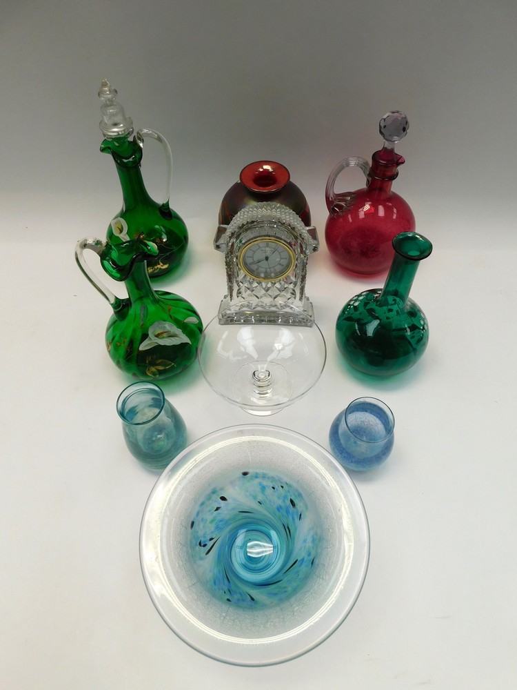 A boxed Waterford crystal clock, Caithness and Maltese glass, etc. (Q) maltese vase chipped
