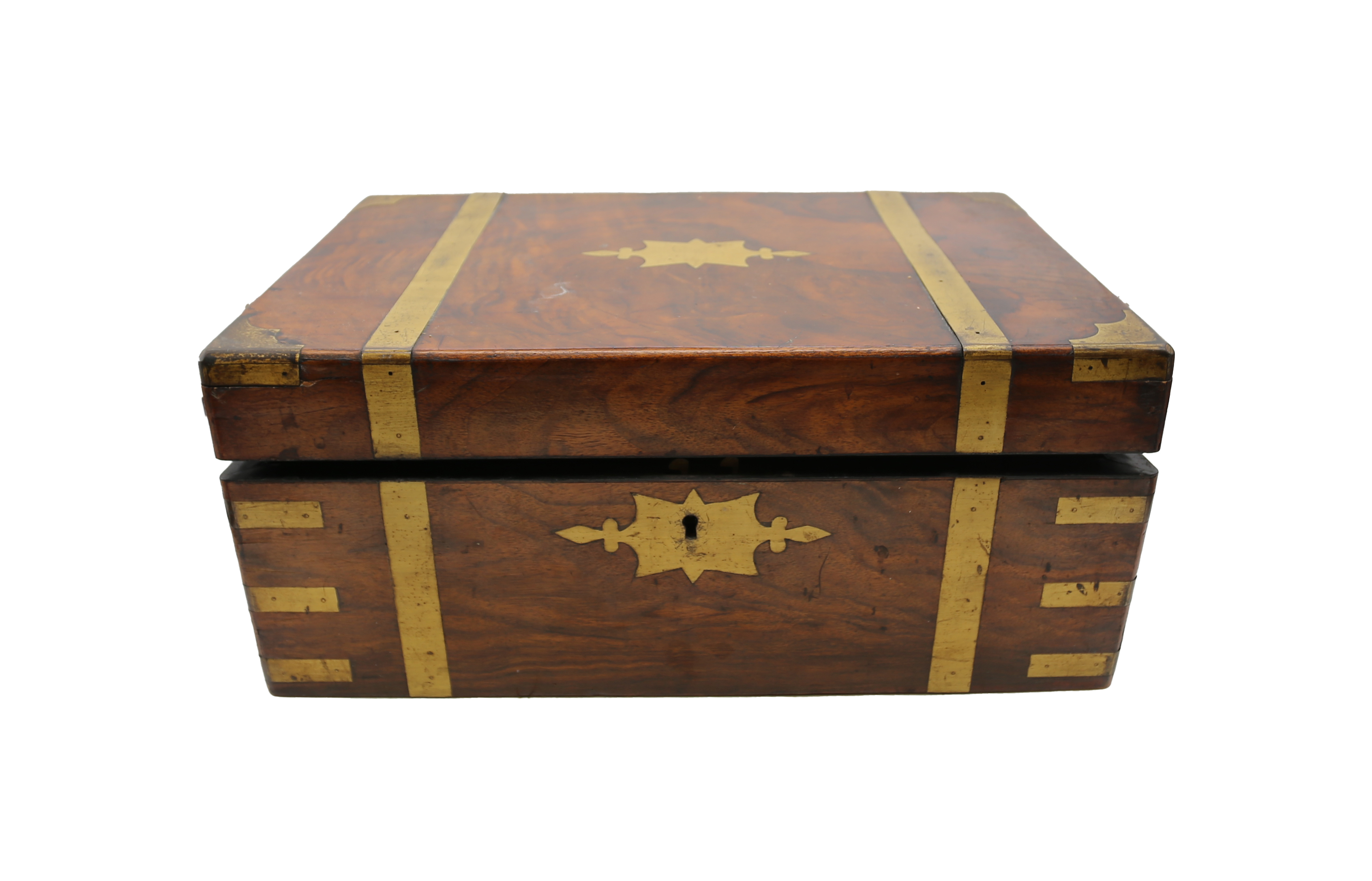 A Victorian mahogany writing box with brass supports along with a 19th Century oak box. - Bild 2 aus 7